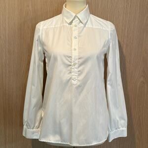 A.P.C. White Cotton Henley Blouse Size Small